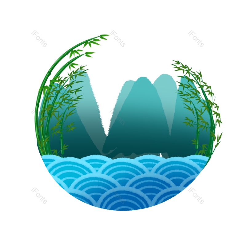 夏天图片,海洋元素,山水PNG,竹林免抠素材